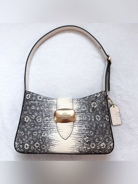 Coach Eliza Shoulder Bag CR352 in Lizard-Embossed Leather + Brass Hardware NWOT